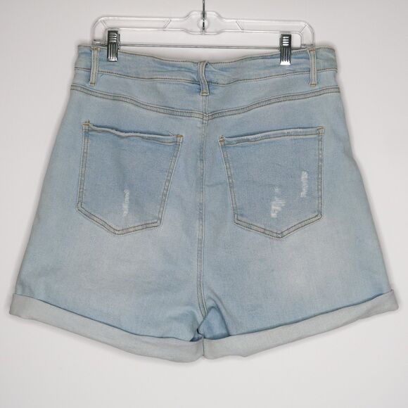 Wax Jean Shorts Size 2X Womens Light Blue Distressed Denim Mom Jeans Ripped Jean - Picture 5 of 6